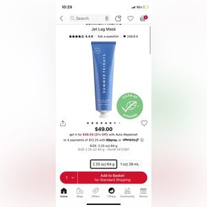 Summer Fridays jet lagged mask